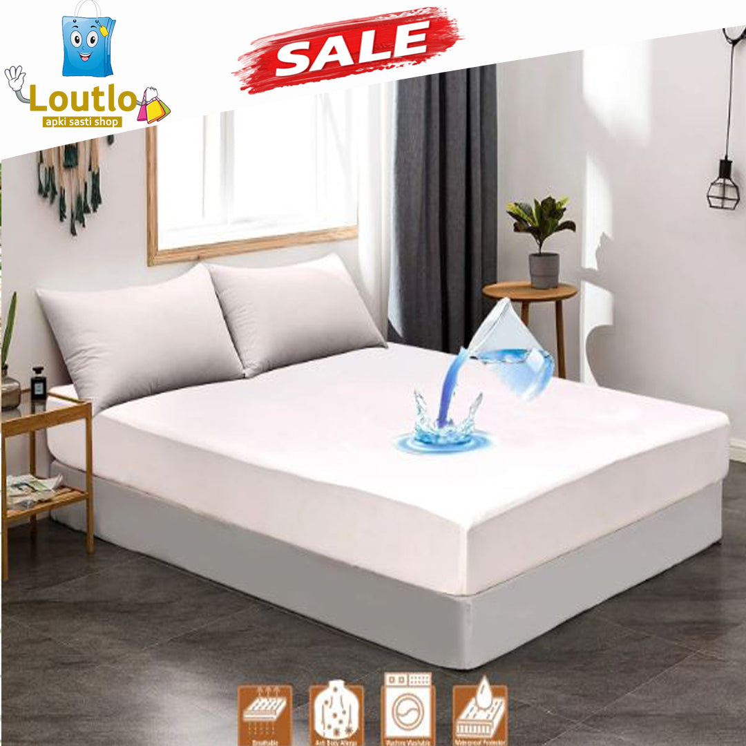 Terry White Waterproof Fitted Mattress Cover